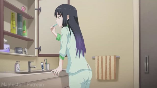 She can't brush her teeth in peace anymore